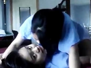 Untrained Asian teen lesbiens humping